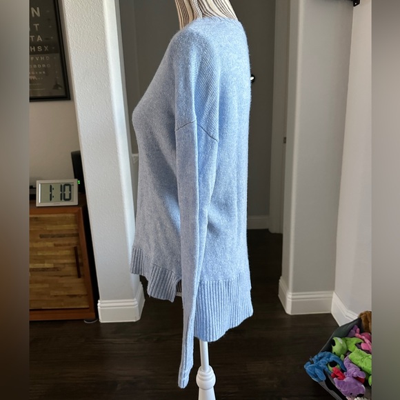 Jcrew sweater small blue long sleeve wool blend preppy ribbed wrist & collar - Picture 11 of 12